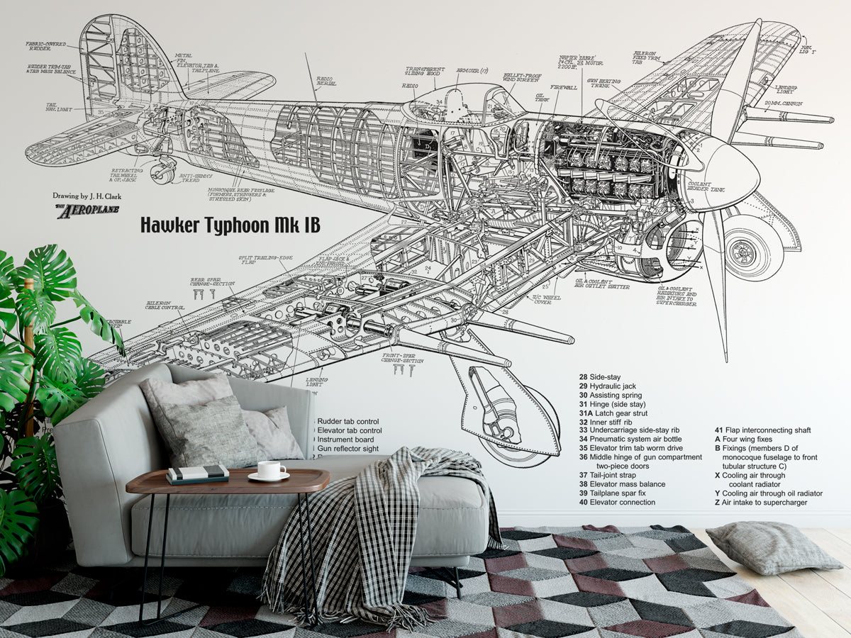 Hawker Typhoon Mk IB Drawing Wallpaper