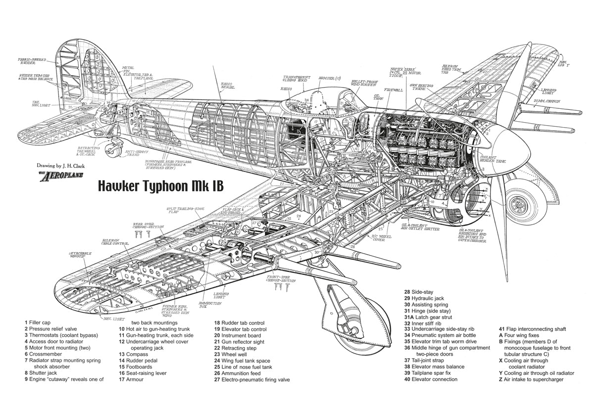 Hawker Typhoon Mk IB Drawing Wallpaper