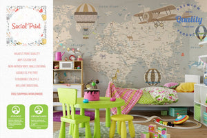 hot air balloon wallpaper nursery